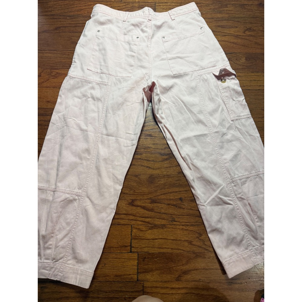 Anthropologie Light Pink Wide‎ Leg  Pants Utility Cotton Twill Trousers - Picture 3 of 6